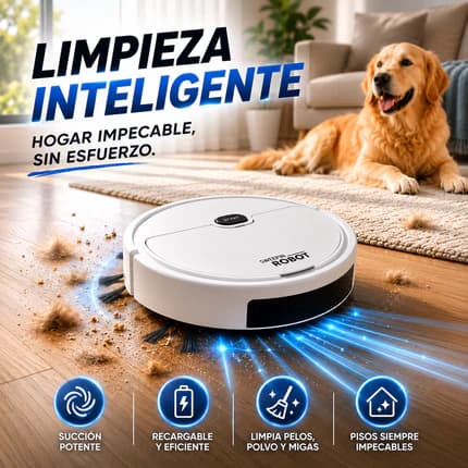 Aspiradora robot DEKORU limpiando el living